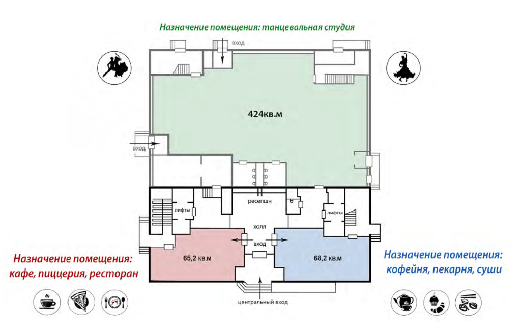план 1 этажа здания